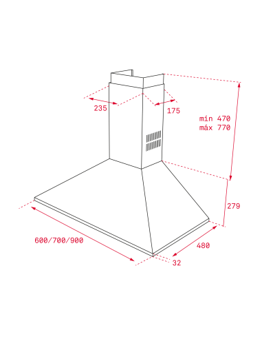 Campana Extractora Piramidal 60 cm DBB 60 Negra