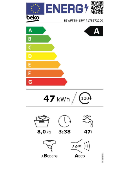 LAVADORA BEKO B3WFT58415W