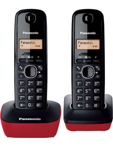 TELEFONO DECT PANASONIC KXTG1612SPR ROJO DUO
